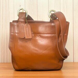 VTG Coach Waverly Soho Shoulder Bag 4157 British Tan Leather Buckle Tote 90s USA